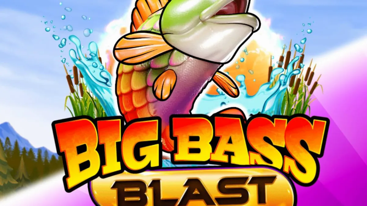 Interface do slot Big Bass Blast com tema de pesca futurista