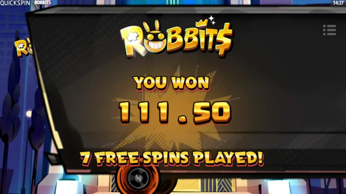 Cena de ação do jogo de slot Robbits com personagens coelhos criminosos